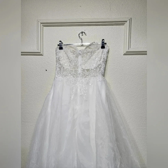 Lulus Mine, All Mine White Embroidered Organza Strapless A-Line Gown Wedding - Picture 11 of 13